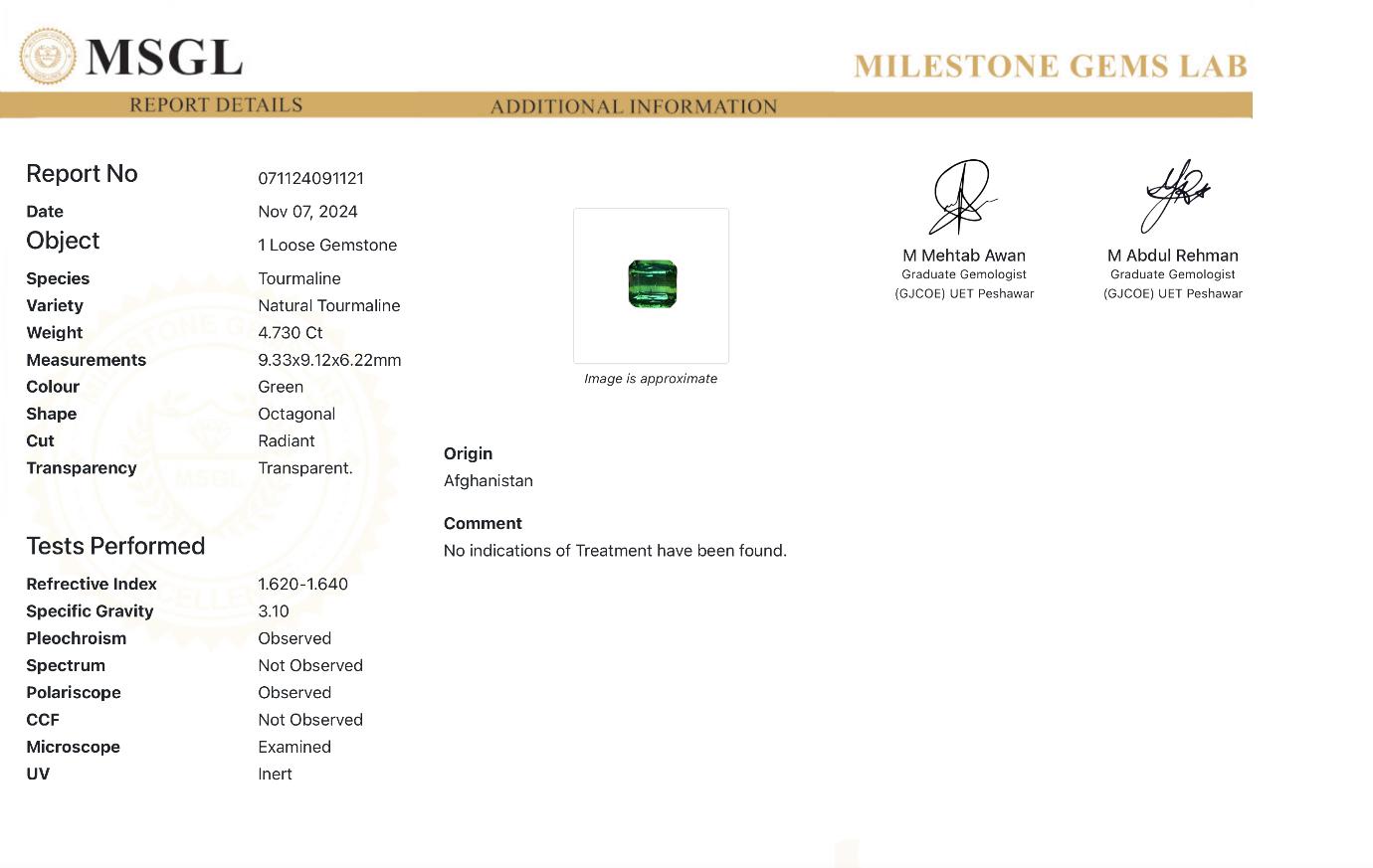 4.73ct Natural Tourmaline