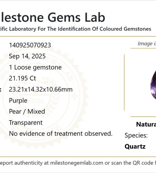 21.195 Ct Natural Purple Quartz