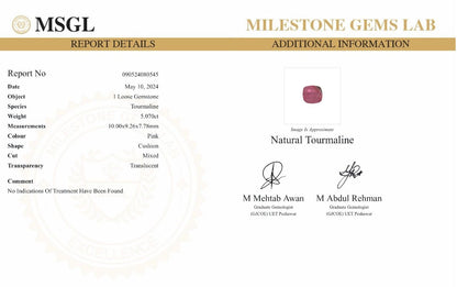 Natural Pink Tourmaline - 5.070ct