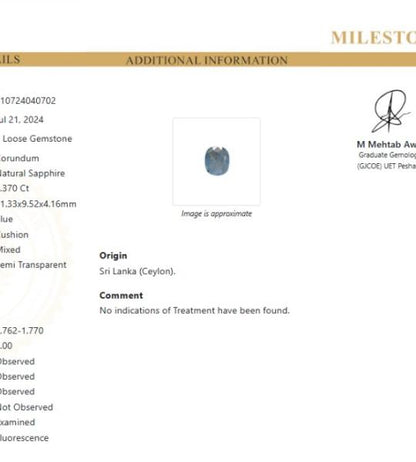 Natural Blue Sapphire 4.370 CT