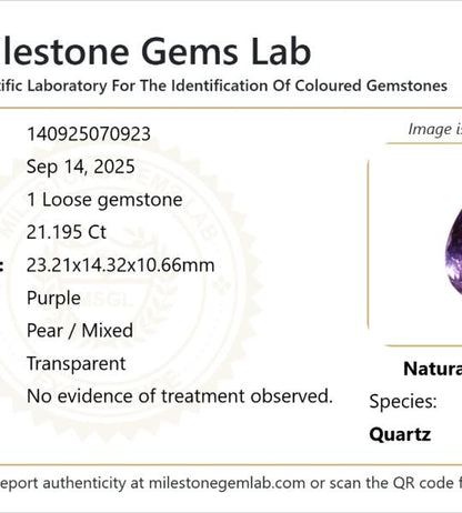 21.195 Ct Natural Purple Quartz