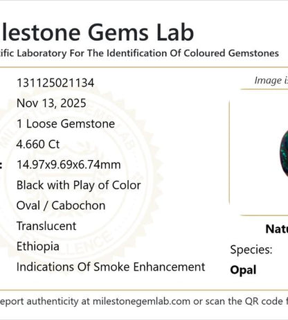 4.66 Ct Ethiopian Black Opal